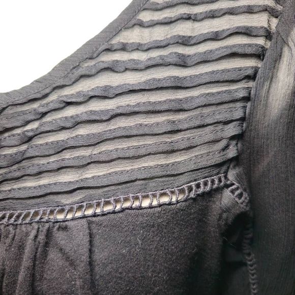 Lucky Brand Sheer Long Sleeve Blouse Black size small - Picture 4 of 5